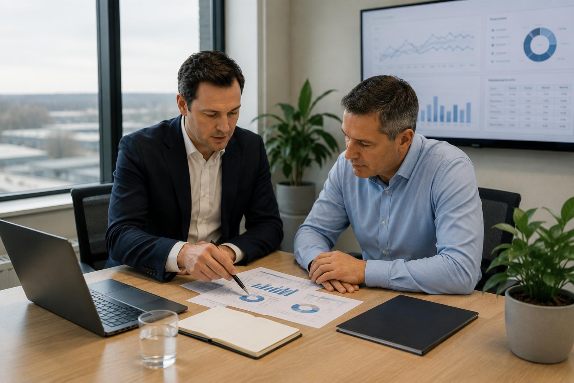 Stock Zakelijk Overleg Met Data Analyse